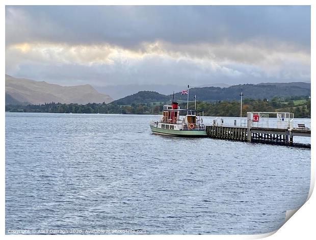 Ullswater Steamer at Pooley Bridge Pier Print by Ailsa Darragh