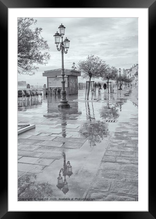 Reflections on the Zatere Waterfront, Venice Framed Mounted Print by Jean Gill