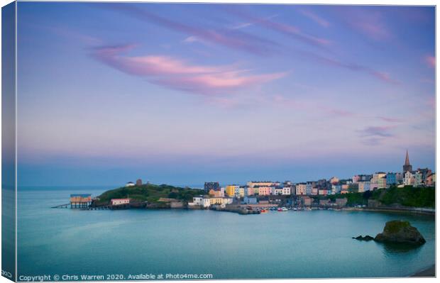 Tenby Harbour Pembrokeshire in the evening light Canvas Print by Chris Warren