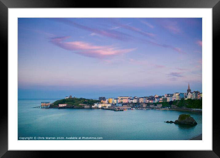 Tenby Harbour Pembrokeshire in the evening light Framed Mounted Print by Chris Warren