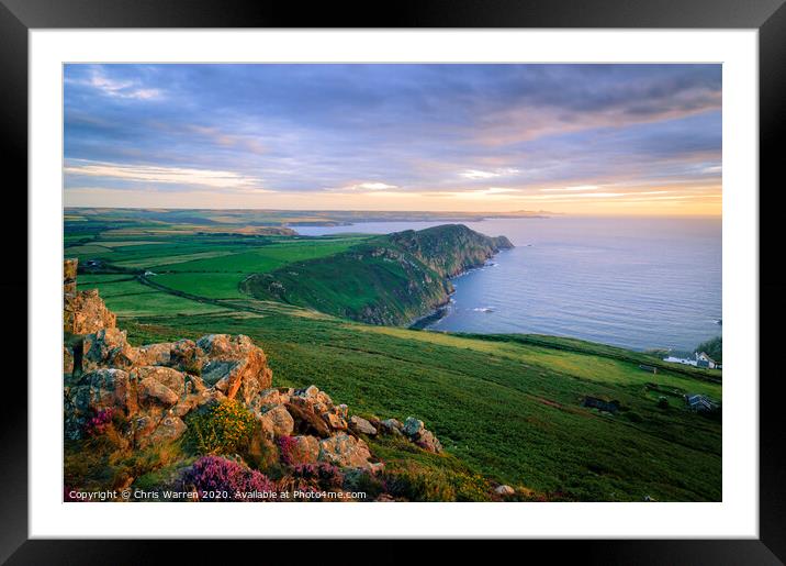 Penbwchdy coastline in the evening light Framed Mounted Print by Chris Warren