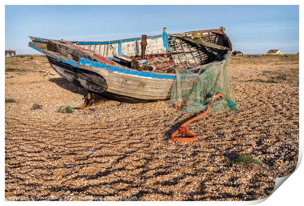 Old Fishing Boat, Dungeness Beach, Kent, England Print by Dave Collins