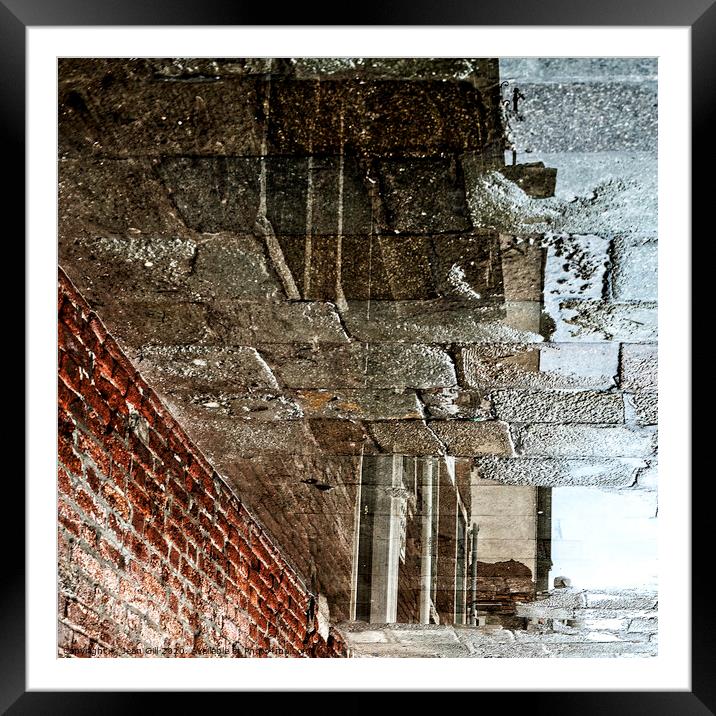 Reflection of Buildings in Venice Paving Framed Mounted Print by Jean Gill