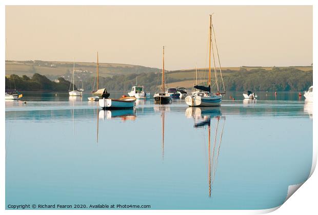 Salcombe Estuary Sunrise reflections Print by Richard Fearon