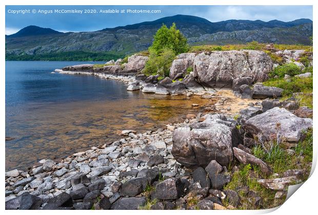 Rocky shoreline of Loch Maree Print by Angus McComiskey