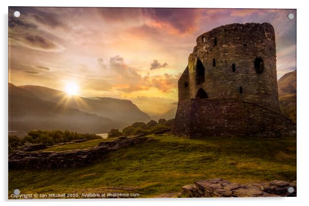 Dolbadarn Castle Acrylic by Ian Mitchell