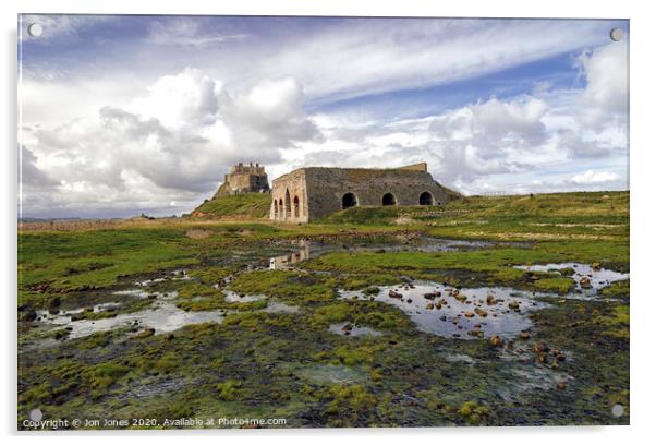 Lindisfarne and the Lime Kilns  Acrylic by Jon Jones