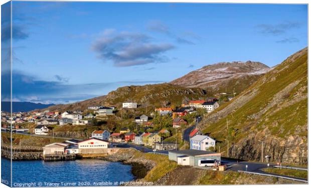 Honningsvåg Port in Norway Canvas Print by Tracey Turner