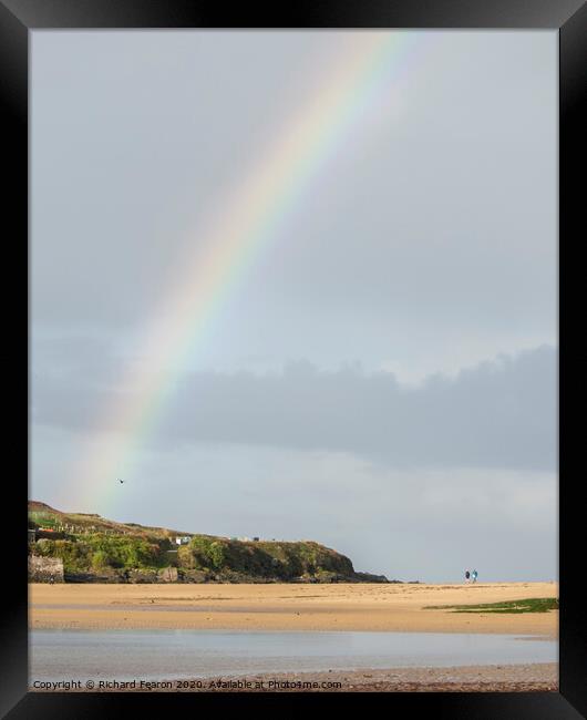 Rainbow over Burgh Island Framed Print by Richard Fearon