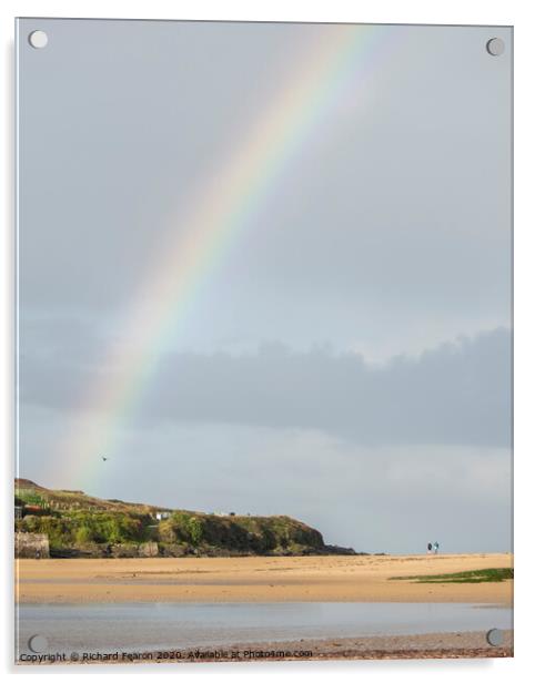 Rainbow over Burgh Island Acrylic by Richard Fearon