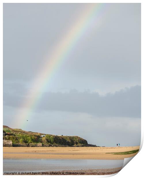 Rainbow over Burgh Island Print by Richard Fearon