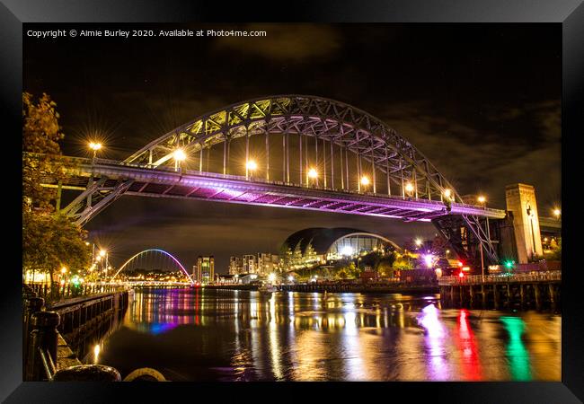 Tyne Bridge by Night Framed Print by Aimie Burley