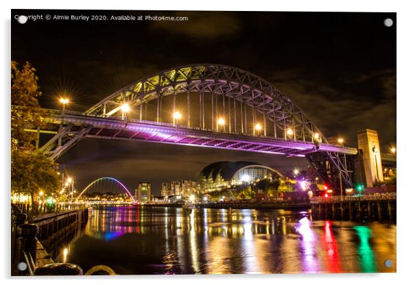 Tyne Bridge by Night Acrylic by Aimie Burley