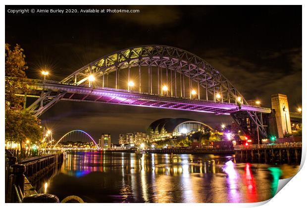 Tyne Bridge by Night Print by Aimie Burley