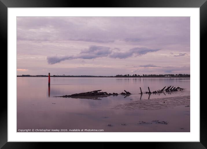 Cloudy reflections on water Framed Mounted Print by Christopher Keeley