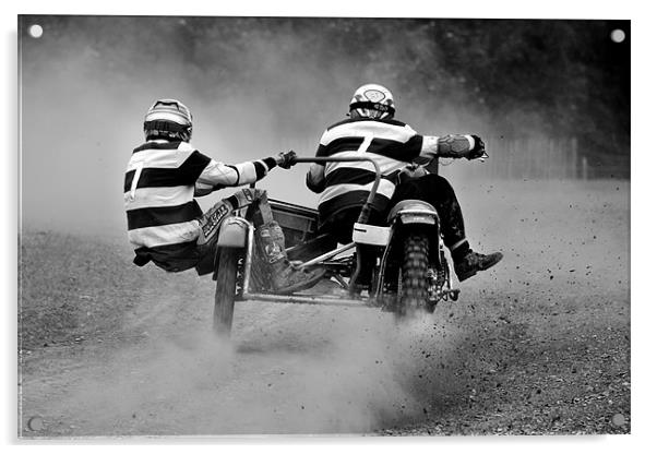 Sidecar scramble racing B&W version Acrylic by Tony Bates