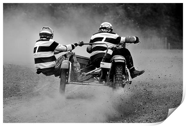 Sidecar scramble racing B&W version Print by Tony Bates