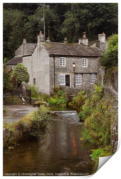 Castleton cottages Print by Christopher Keeley