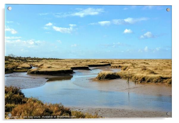 Morston Salt Marsh Norfolk Acrylic by Jim Key