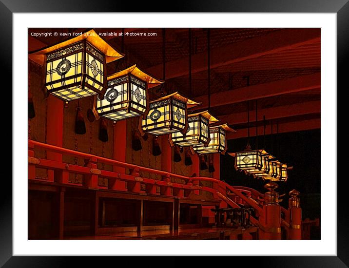 Japanese Lanterns Kyoto Japan Framed Mounted Print by Kevin Ford