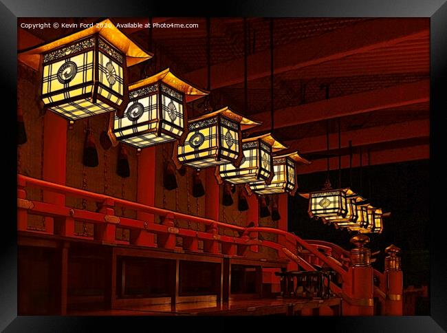 Japanese Lanterns Kyoto Japan Framed Print by Kevin Ford