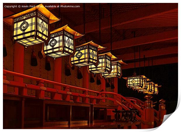 Japanese Lanterns Kyoto Japan Print by Kevin Ford
