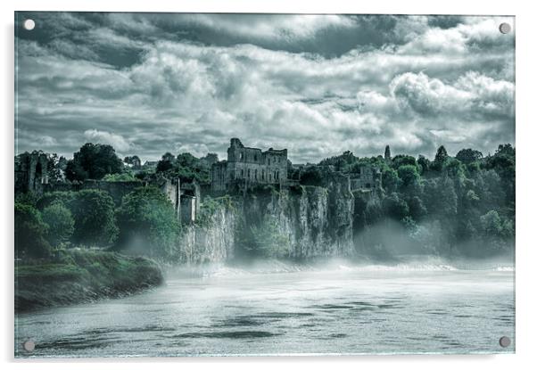 Misty Chepstow Castle Acrylic by Karl McCarthy