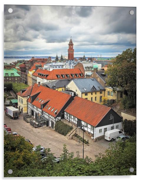 Helsingborg Elevated View of City  Acrylic by Antony McAulay