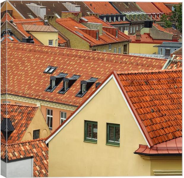 Helsingborg Elevated View of its Rooftops Canvas Print by Antony McAulay