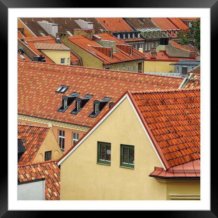 Helsingborg Elevated View of its Rooftops Framed Mounted Print by Antony McAulay