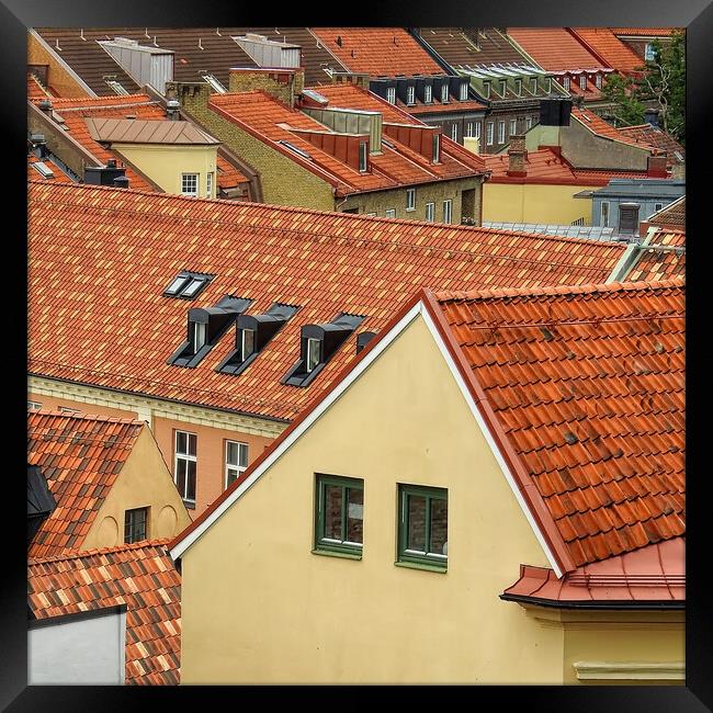 Helsingborg Elevated View of its Rooftops Framed Print by Antony McAulay