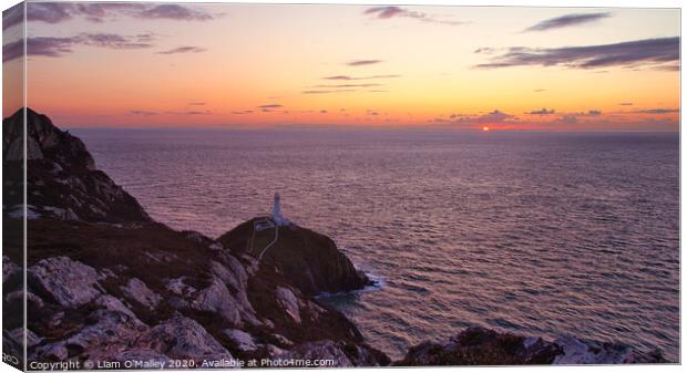 Sun Sets at South Stack Anglesey Canvas Print by Liam Neon
