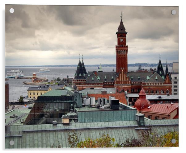 Helsingborg Elevated View Showing Ferry Traffic Acrylic by Antony McAulay