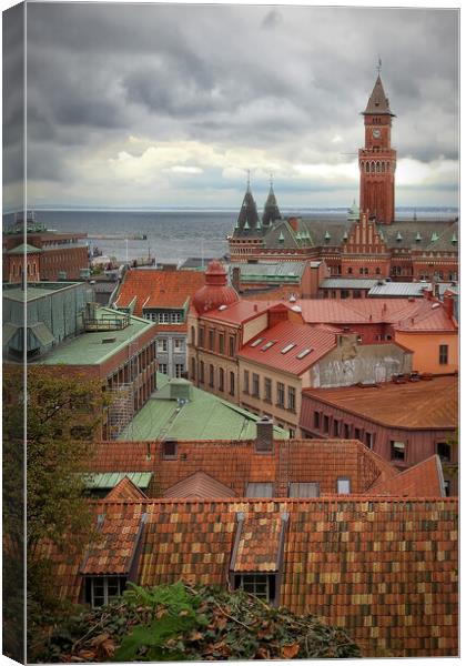 Rooftops of Helsingborg Canvas Print by Antony McAulay