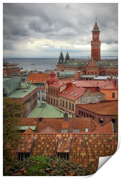 Rooftops of Helsingborg Print by Antony McAulay