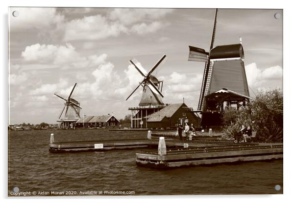 Zaanse Schans Windmills  Acrylic by Aidan Moran