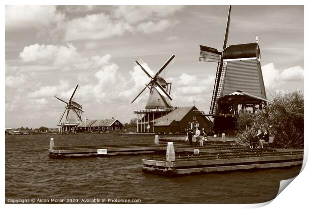 Zaanse Schans Windmills  Print by Aidan Moran