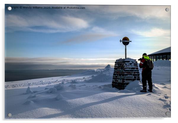 Photographer at North Cape,  Norway Acrylic by Wendy Williams CPAGB