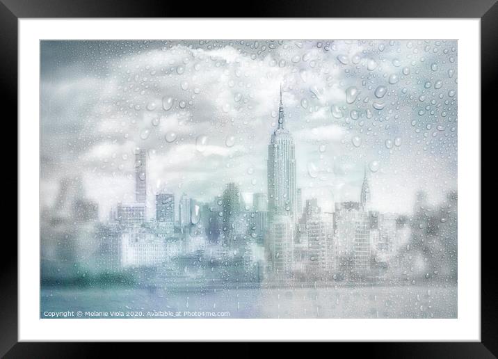 MIDTOWN MANHATTAN Rainy Day | dreamy blue  Framed Mounted Print by Melanie Viola