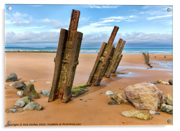 Groyne Penmaenmawr Beach Acrylic by Rick Lindley