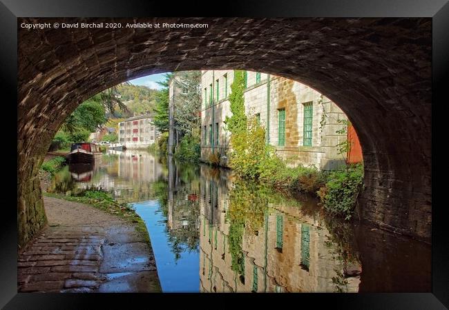 Canalside reflections at Hebden Bridge, West Yorks Framed Print by David Birchall