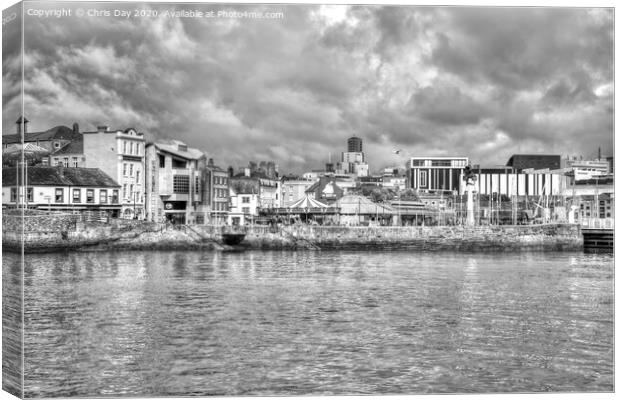 The Barbican and Plymouth Beyond Canvas Print by Chris Day
