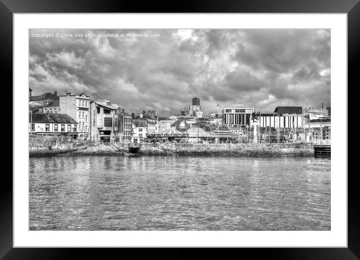 The Barbican and Plymouth Beyond Framed Mounted Print by Chris Day