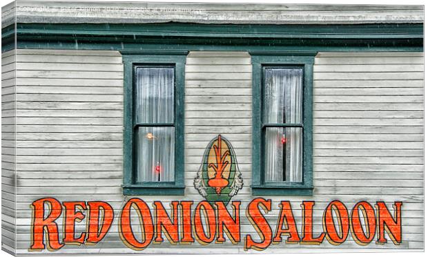 The Red Onion Saloon Canvas Print by Peter Lennon