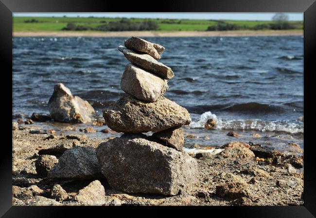 Stacking Stones, Colliford Lake, Cornwall. Framed Print by Neil Mottershead