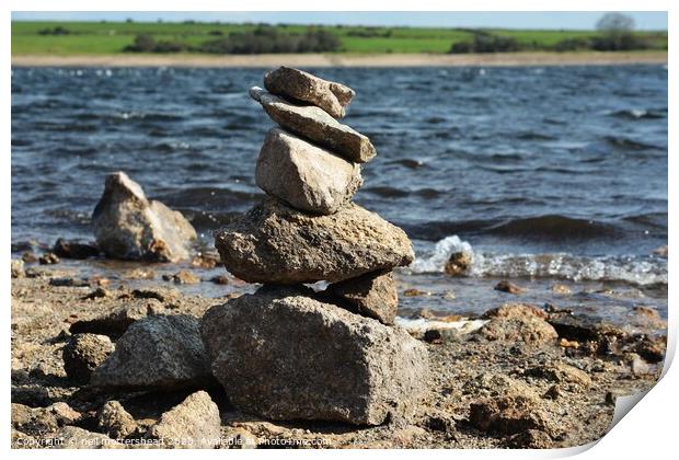 Stacking Stones, Colliford Lake, Cornwall. Print by Neil Mottershead