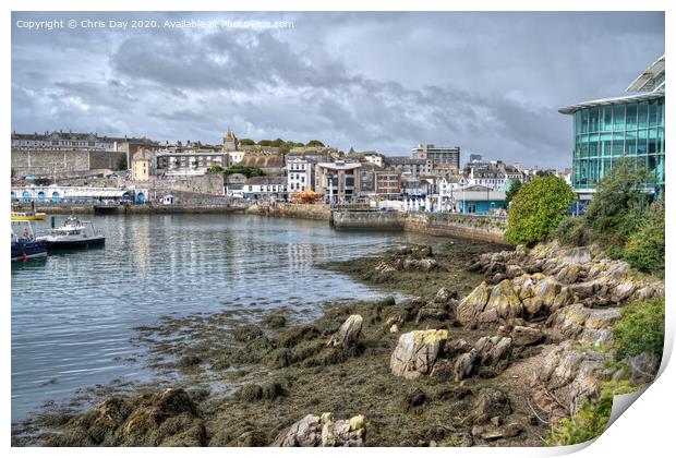 The Entrance to Sutton Harbour Print by Chris Day
