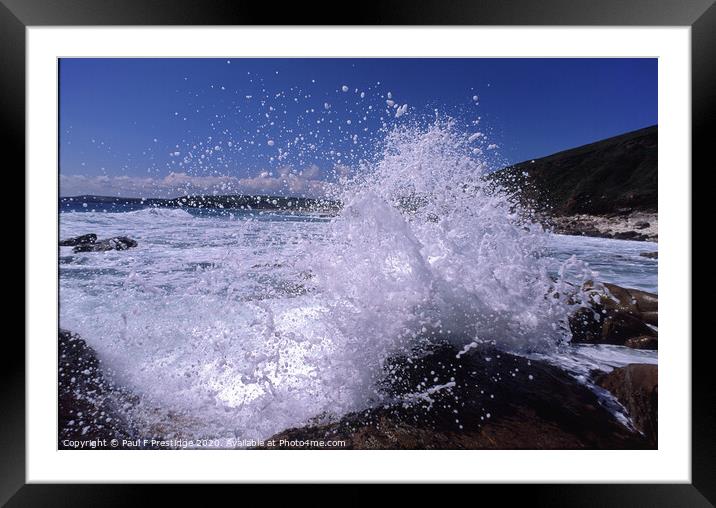 Crashing Wave at Rinsey Cove Framed Mounted Print by Paul F Prestidge