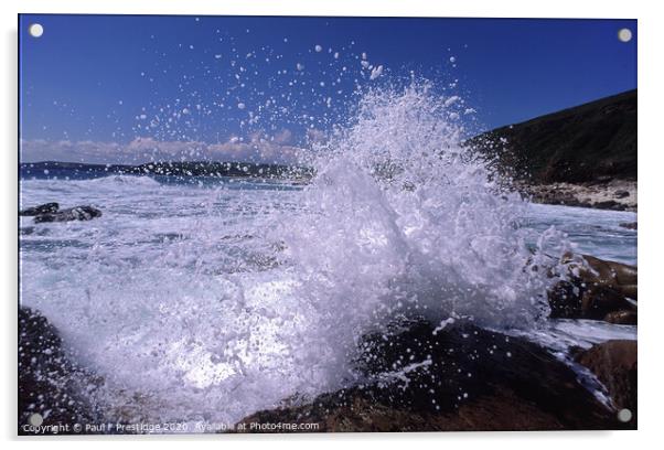 Crashing Wave at Rinsey Cove Acrylic by Paul F Prestidge