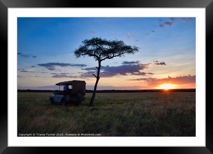 African Sundowner - Sunset in Kenya Framed Mounted Print by Tracey Turner